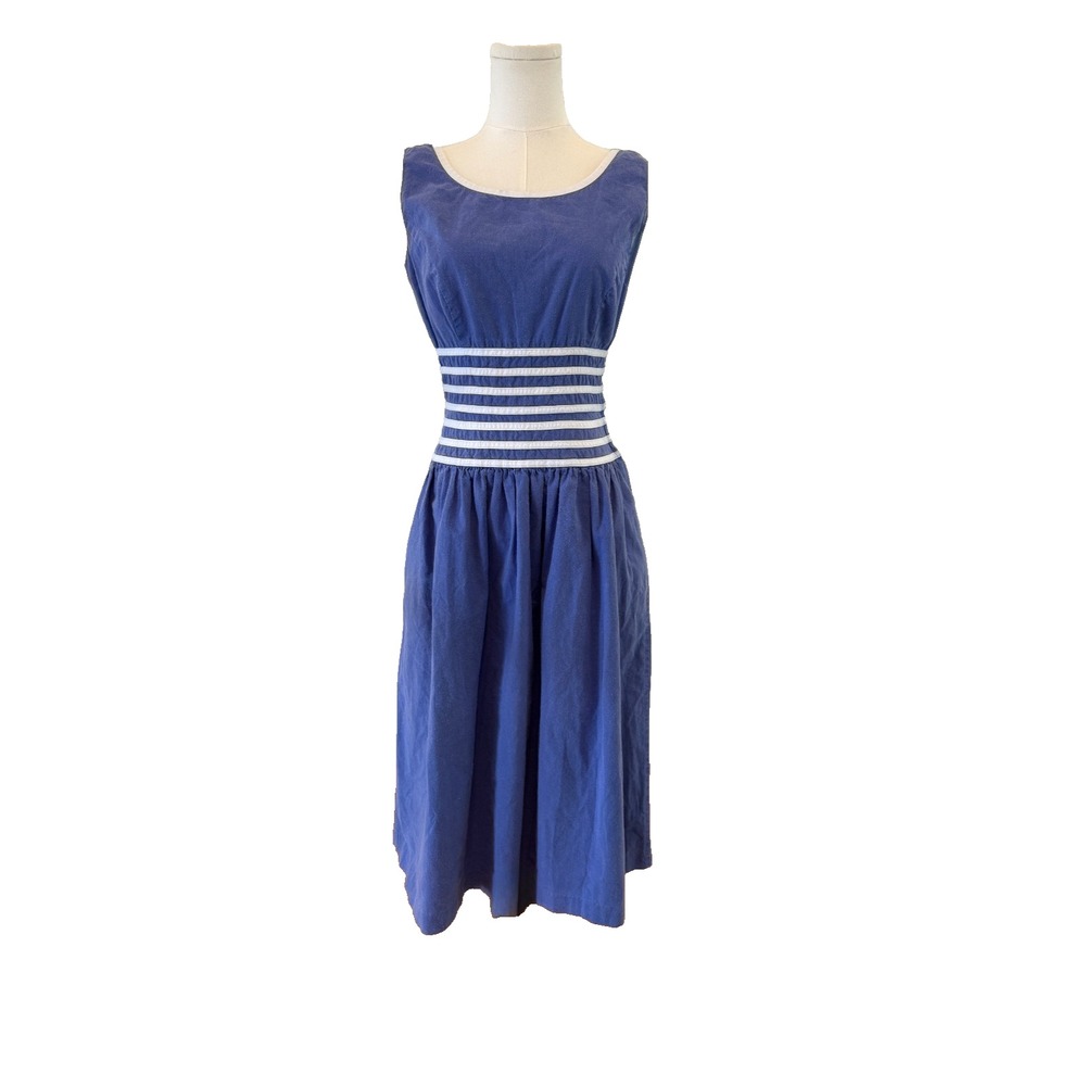 Vintage Lanz Originals Dirndl Prairie Dress Blue Cottagecore Oktoberfest Midi